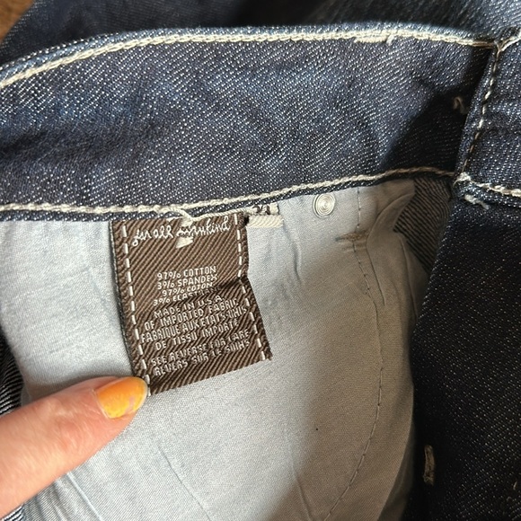 7 for all mankind Dark Wash A Pocket Cropped Jeans Embroidered Stud Pockets 29 - Picture 9 of 11